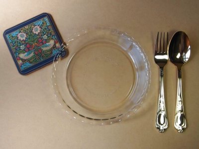 画像1: パイレックス 岩城硝子　耐熱ふち飾り皿 中 19cm 日本製