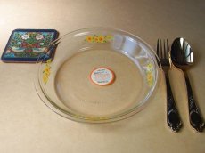 画像2: レトロ パイレックス　岩城硝子 パイ皿 ひまわり 日本製 20.5cm (2)