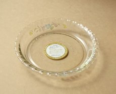 画像1: レトロ パイレックス 耐熱ふち飾り皿 中　19cm メイブルー 日本製 (1)