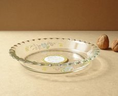 画像2: レトロ パイレックス 耐熱ふち飾り皿 中　19cm メイブルー 日本製 (2)