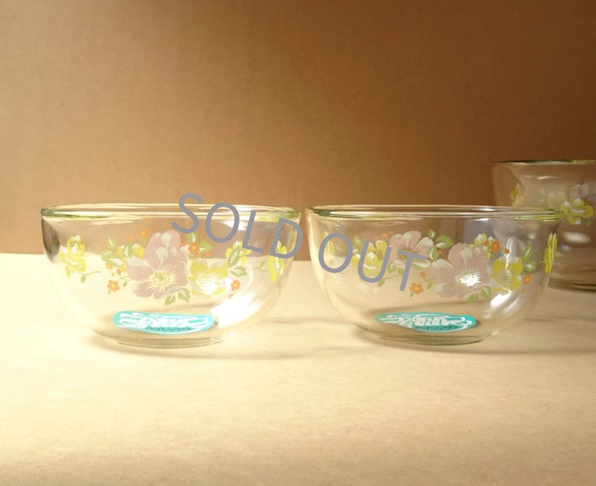 画像12: パイレックス 岩城硝子 ニューボール スクエア 花柄 3点セット 日本製 (12)
