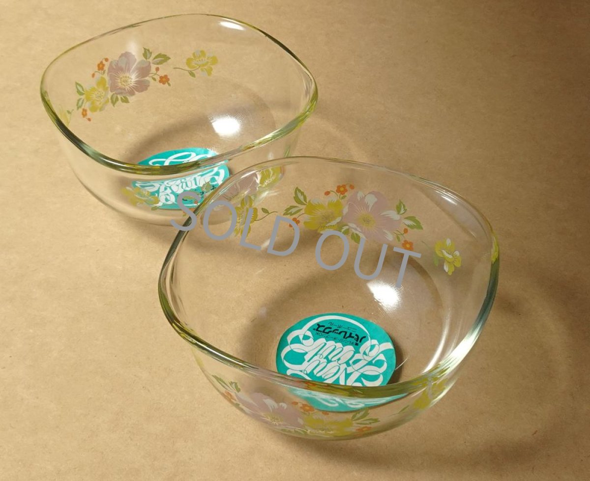 画像14: パイレックス 岩城硝子 ニューボール スクエア 花柄 3点セット 日本製 (14)