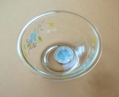 画像1: レトロ パイレックス 岩城硝子 ボウル 中 メイブルー 日本製 21cm