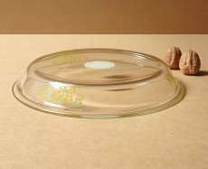 画像10: レトロ パイレックス 岩城硝子 耐熱パイ皿 黄花 22.5cm 日本製 (10)