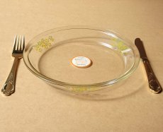 画像15: レトロ パイレックス 岩城硝子 耐熱パイ皿 黄花 22.5cm 日本製 (15)