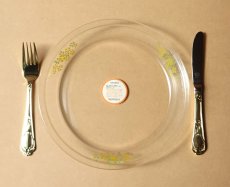画像16: レトロ パイレックス 岩城硝子 耐熱パイ皿 黄花 22.5cm 日本製 (16)