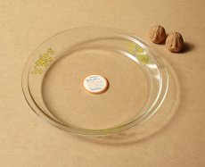 画像2: レトロ パイレックス 岩城硝子 耐熱パイ皿 黄花 22.5cm 日本製 (2)