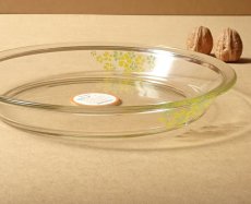 画像4: レトロ パイレックス 岩城硝子 耐熱パイ皿 黄花 22.5cm 日本製 (4)