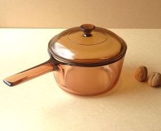 画像5: VISION コーニング社 直火用ガラス片手鍋 アンバー1.5L (5)