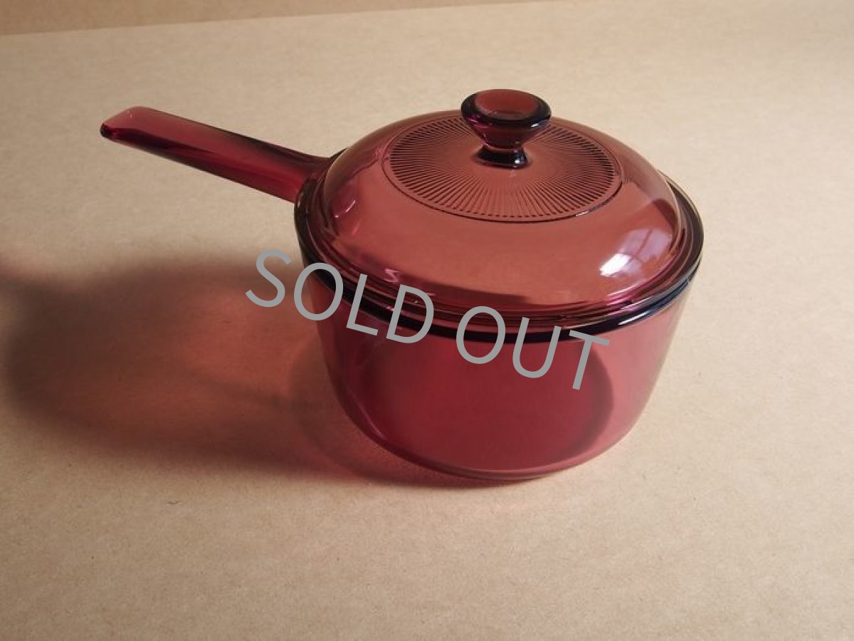 画像4: VISION コーニング社　直火用ガラス片手鍋 クランベリー1L (4)