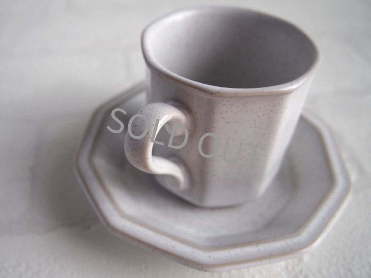 画像5: ノリタケ フォークストーン　 デミタスカップ＆ソーサー 八角　砂目 白 (5)