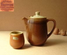 画像1: ノリタケ フォークストーン　デミタスポット2点組　茶 (1)