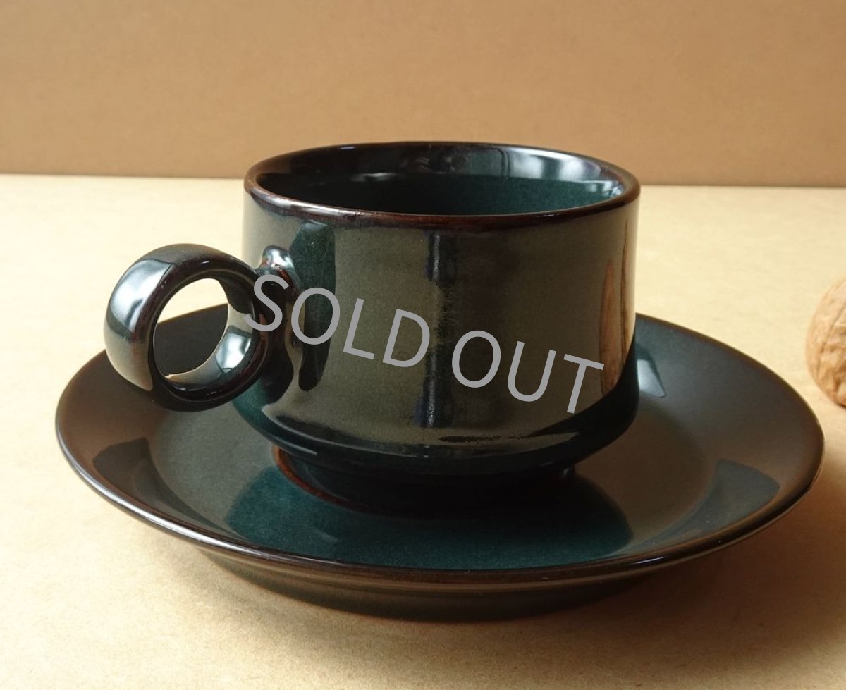 画像11: ノリタケ フォークストーン　 カップ＆ソーサー　灰青緑 丸柄 (11)