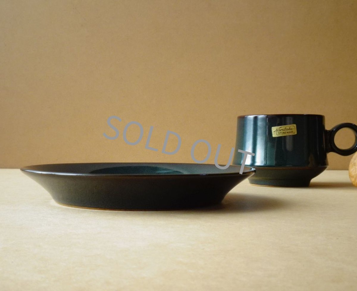 画像15: ノリタケ フォークストーン　 カップ＆ソーサー　灰青緑 丸柄 (15)