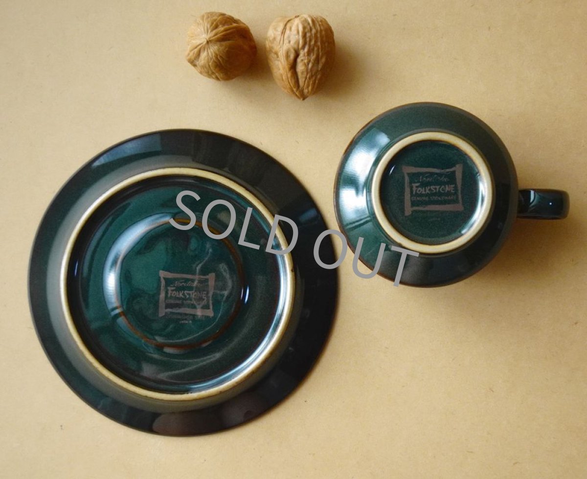 画像16: ノリタケ フォークストーン　 カップ＆ソーサー　灰青緑 丸柄 (16)