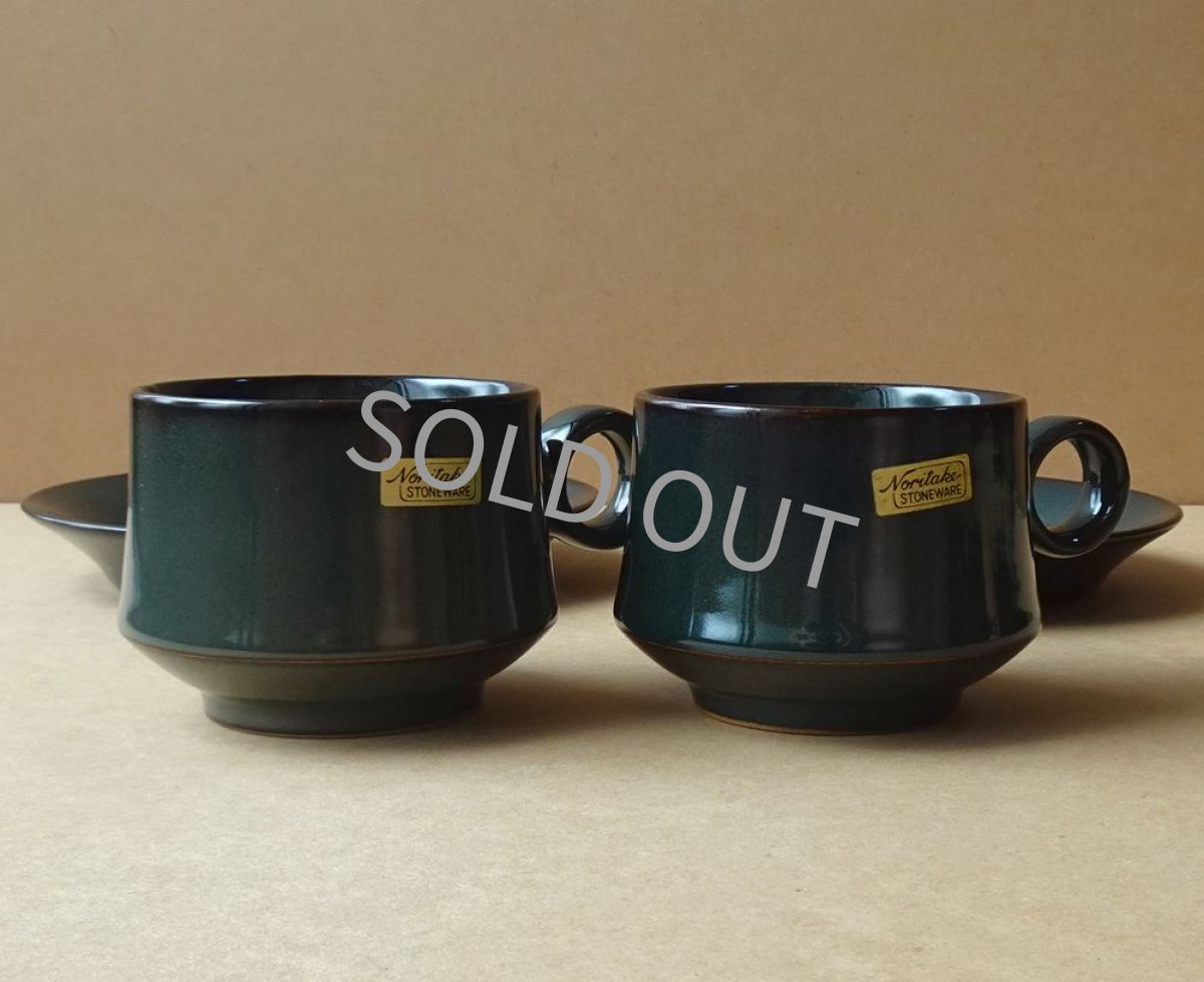 画像20: ノリタケ フォークストーン　 カップ＆ソーサー　灰青緑 丸柄 (20)