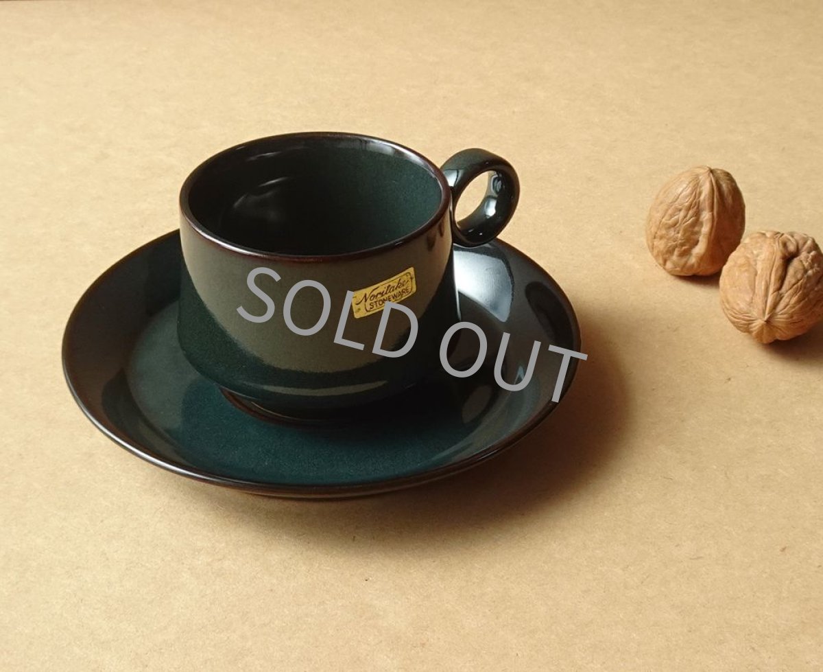 画像4: ノリタケ フォークストーン　 カップ＆ソーサー　灰青緑 丸柄 (4)