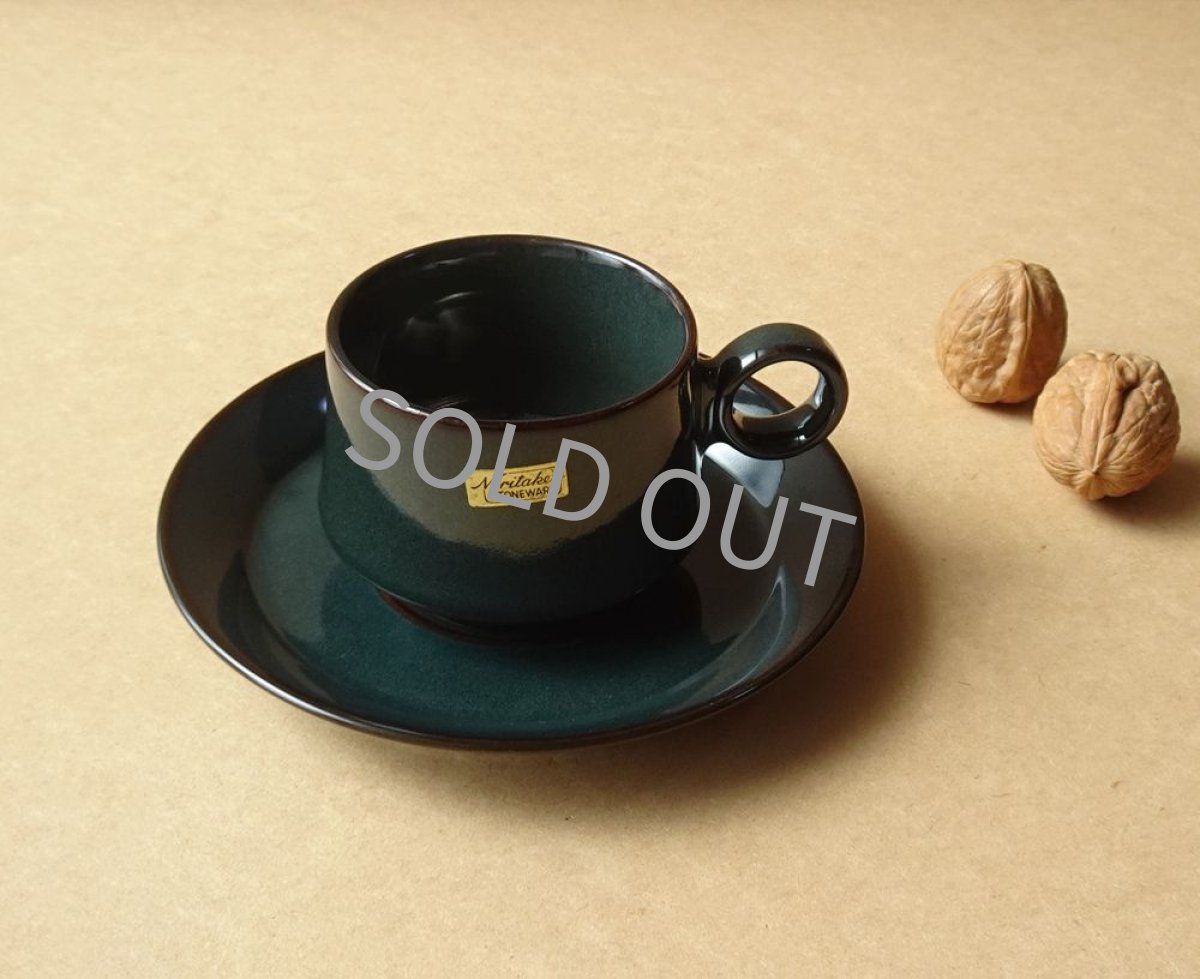 画像6: ノリタケ フォークストーン　 カップ＆ソーサー　灰青緑 丸柄 (6)