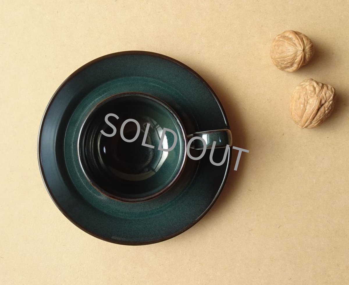 画像7: ノリタケ フォークストーン　 カップ＆ソーサー　灰青緑 丸柄 (7)