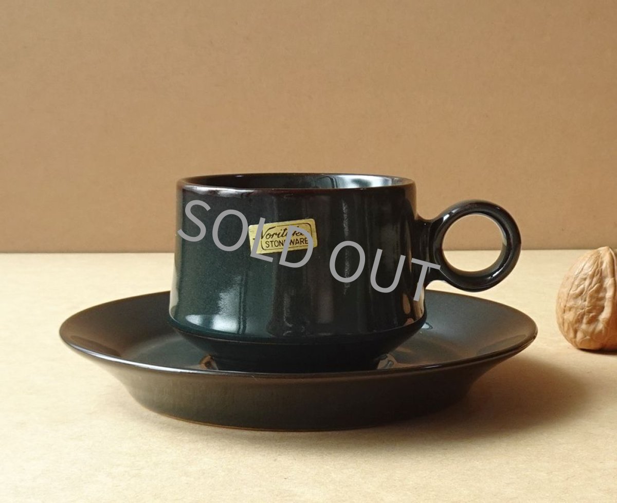 画像9: ノリタケ フォークストーン　 カップ＆ソーサー　灰青緑 丸柄 (9)