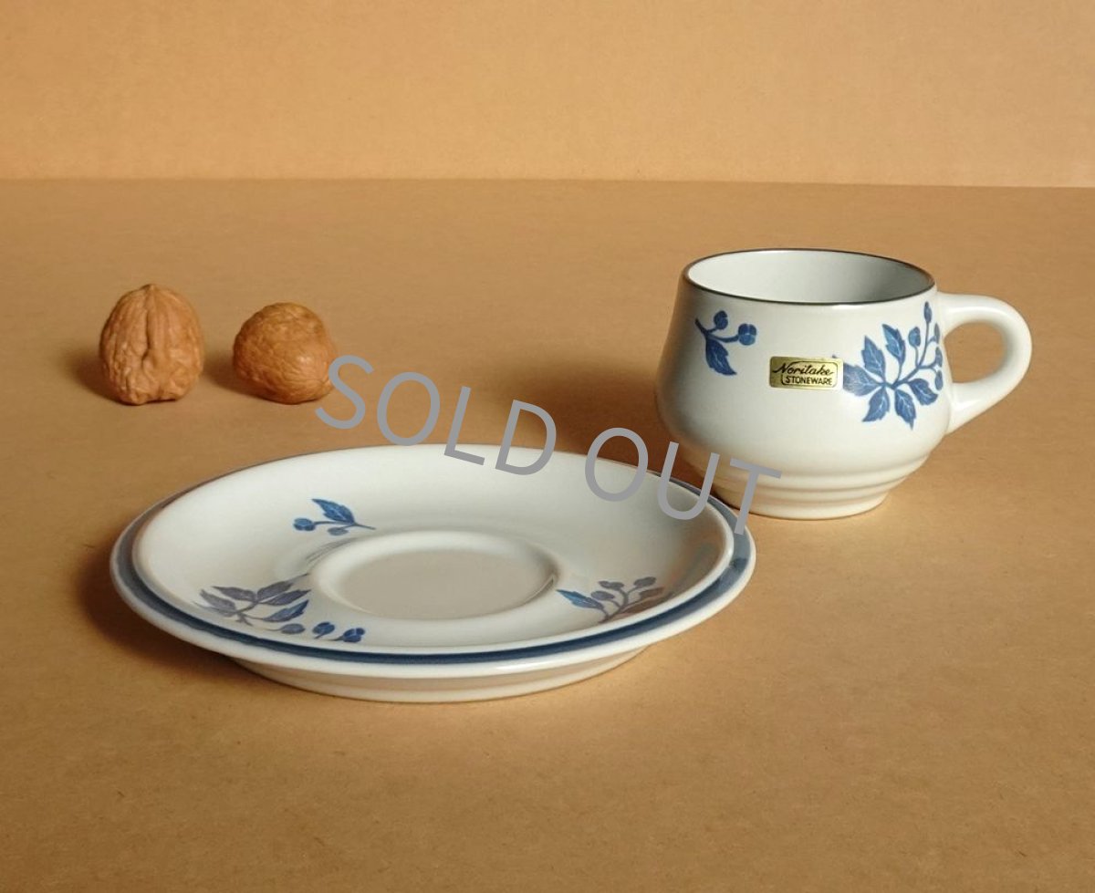 画像11: ノリタケ ストーンウェア　カップ＆ソーサー 青実 先細 (11)