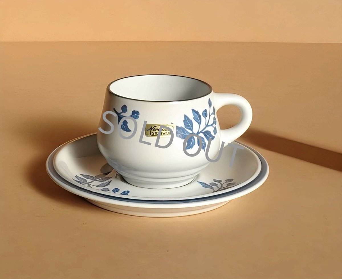 画像2: ノリタケ ストーンウェア　カップ＆ソーサー 青実 先細 (2)