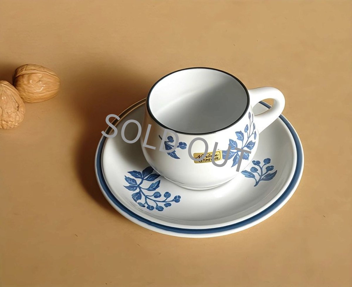 画像21: ノリタケ ストーンウェア　カップ＆ソーサー 青実 先細 (21)