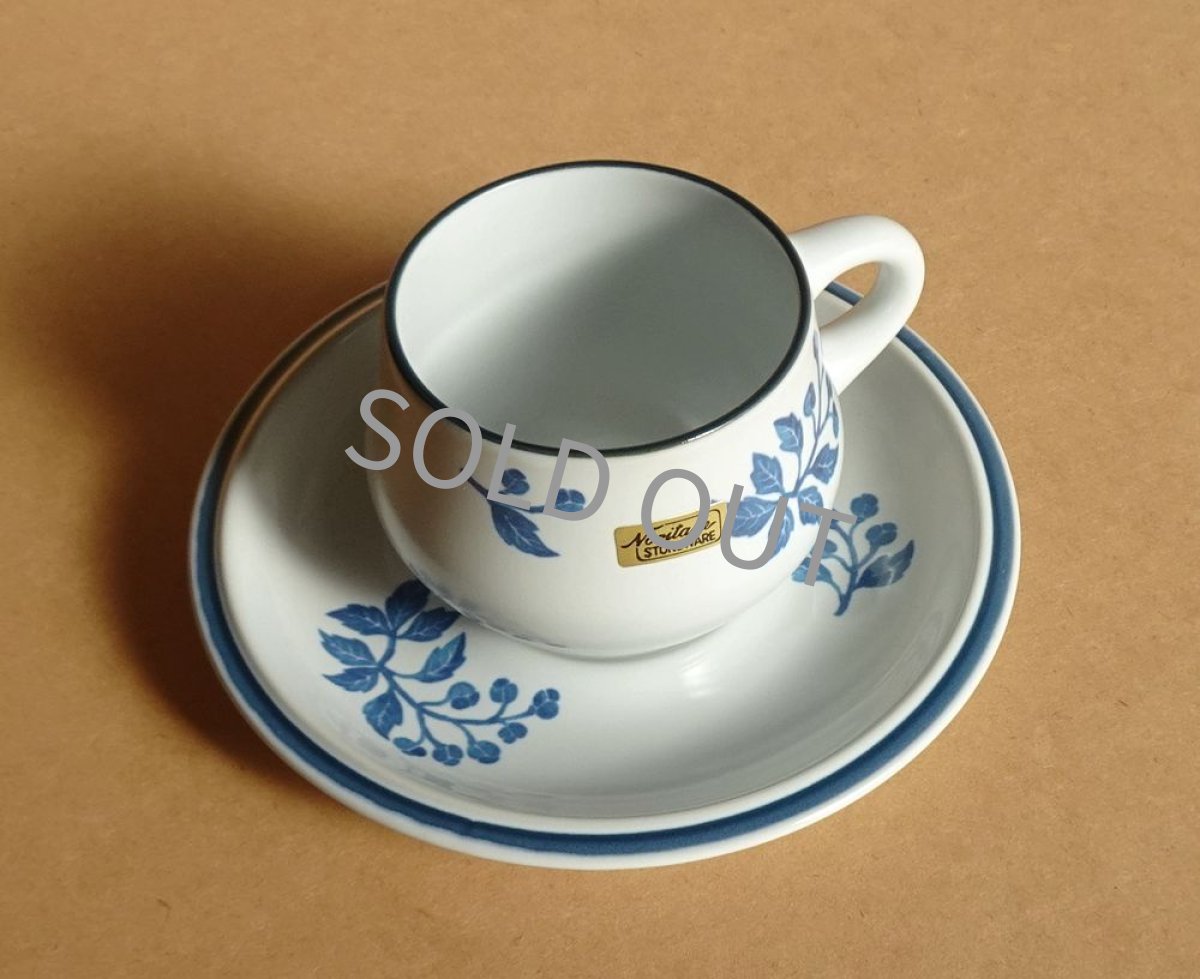 画像8: ノリタケ ストーンウェア　カップ＆ソーサー 青実 先細 (8)