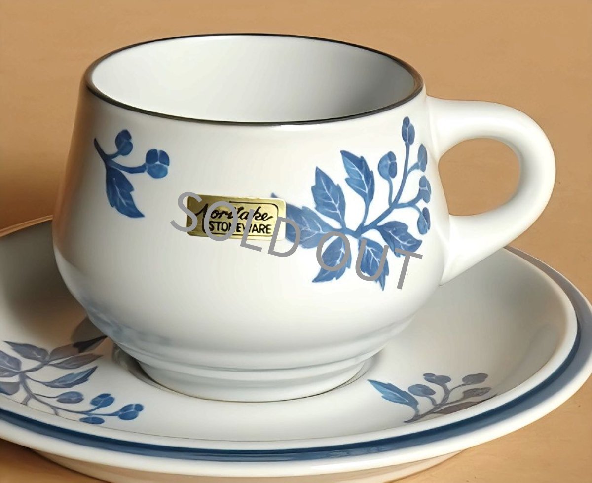 画像9: ノリタケ ストーンウェア　カップ＆ソーサー 青実 先細 (9)