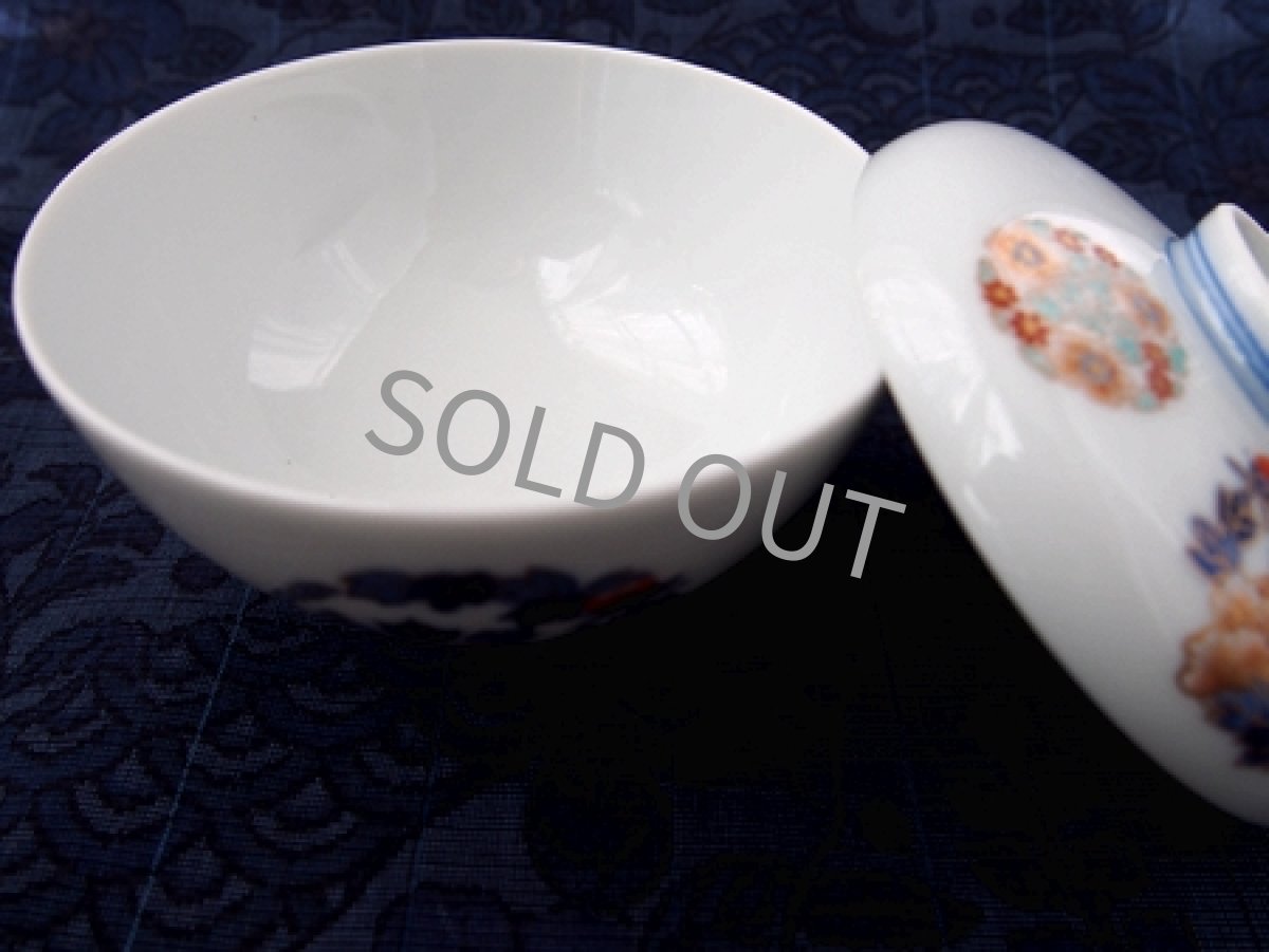 画像7: 深川製磁　蓋付飯碗　染錦丸文 10.5cm　オールド (7)