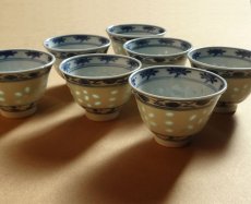 画像5: 景徳鎮　茶器7客組　蛍手 青花 中国茶器  (5)