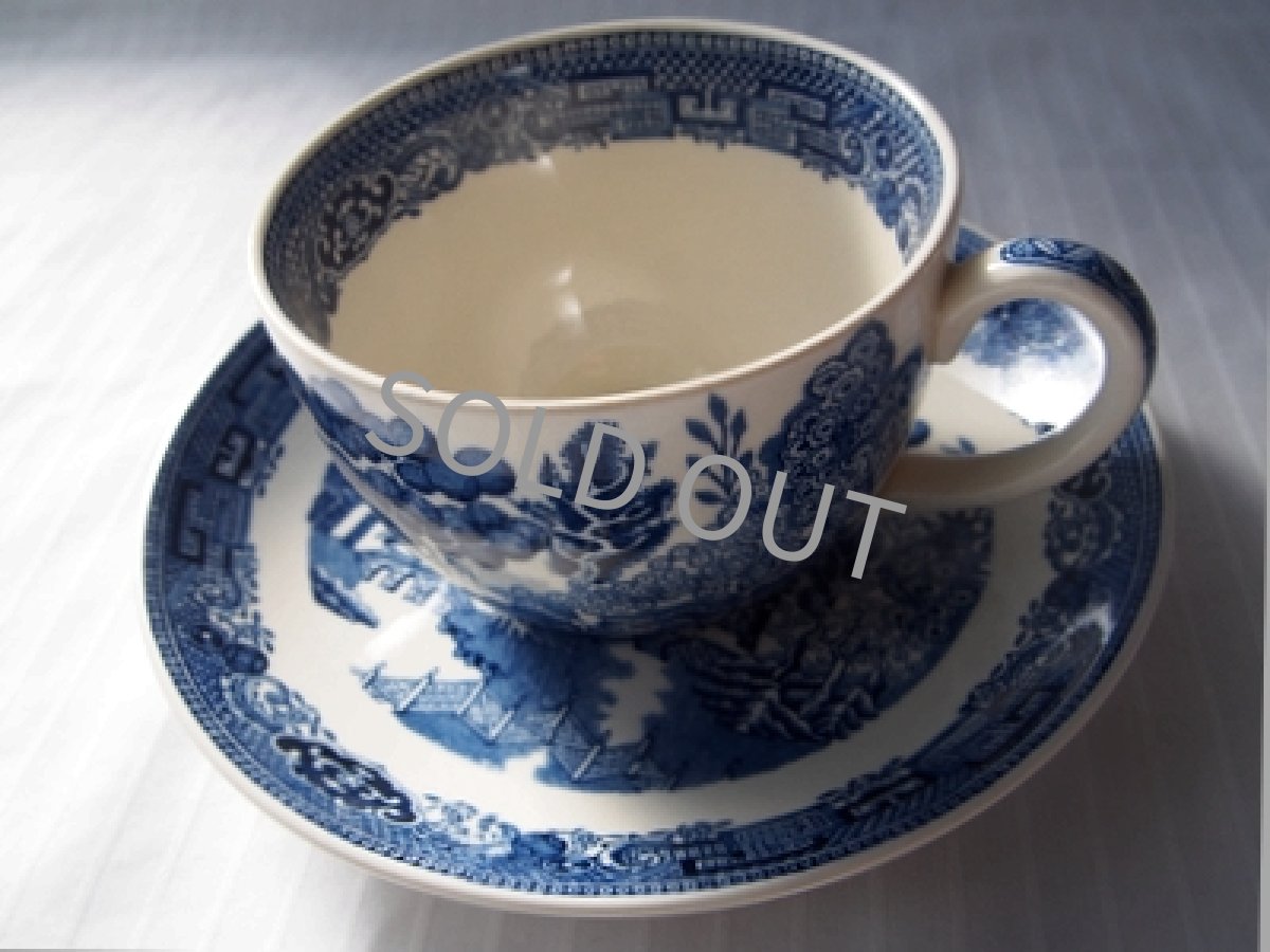 画像2: ウェッジウッド クイーンズウェア　カップ＆ソーサー　ウィロー 青(1) (2)