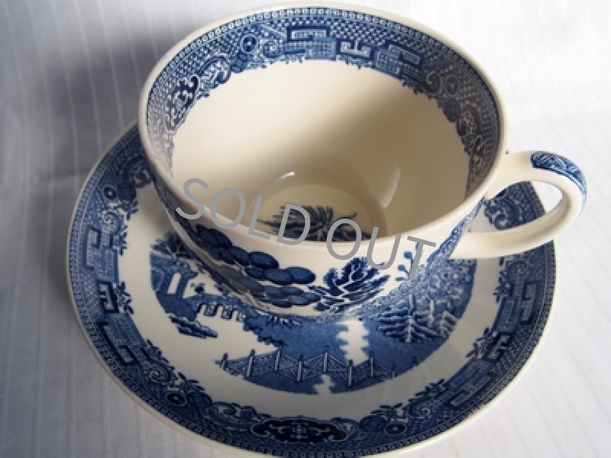 画像2: ウェッジウッド クイーンズウェア　カップ＆ソーサー　ウィロー 青(2) (2)