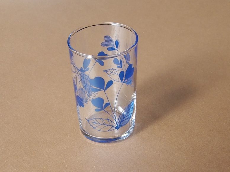 新品昭和レトロアデリアアデレックススタッキンググラスコップタンブラー花柄青白６個