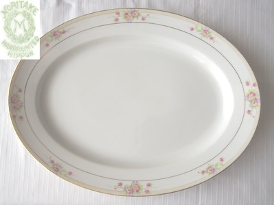 画像1: ノリタケ M印　楕円プラター　41cm  大正時代 花 (1)